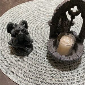 Vintage Gothic Gargoyle and Dragon Candle Holder Set -